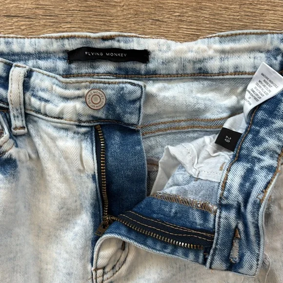Flying Monkey High Rise Ankle Skinny White Wash Distressed Jeans, Size 29 - Picture 3 of 9